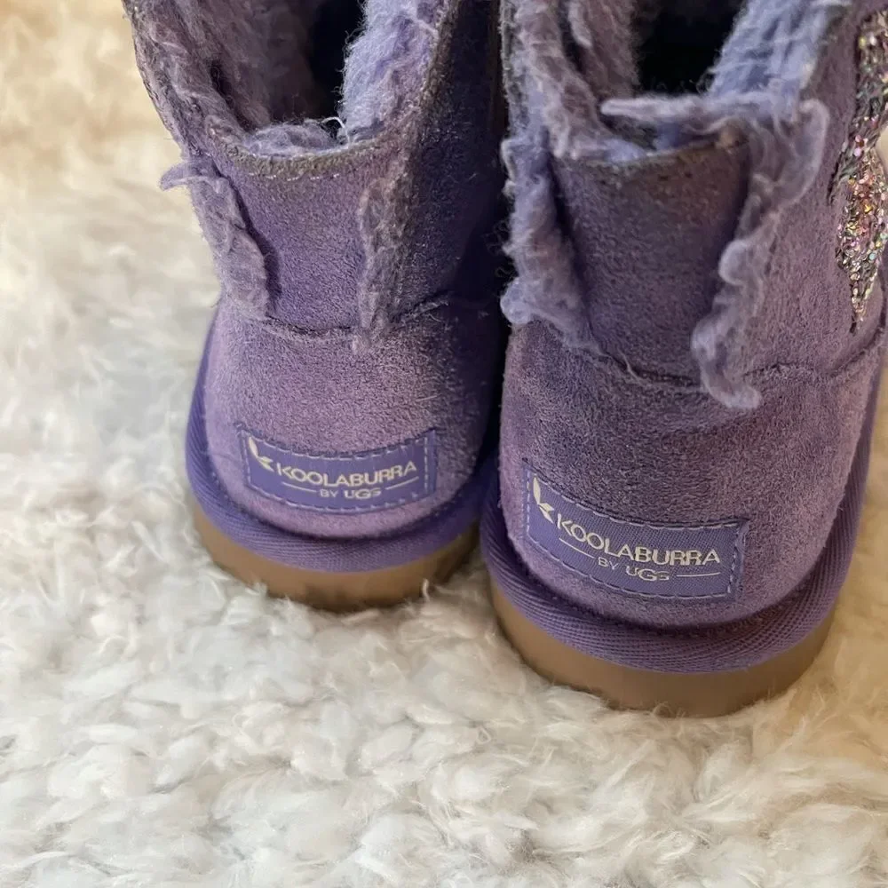 Kookaburra by UGG girl stars mini leather lavender suede boots size 1
